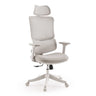 Thuisgebruik bureaustoel Ergomy Colore in beige met netbespanning en hoofdsteun van MyBuero
