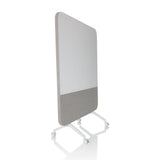 Grijs Whiteboard VISION BOARD met wit schrijfoppervlak en zwenkwielen van hjh OFFICE – 360-gradenweergave (schuin vooraanzicht 60°)