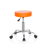 Oranje Draaikruk OPERATOR II met gasveer en vijfster-onderstel met wieltjes van hjh OFFICE – 360-gradenweergave (schuin vooraanzicht 40°)