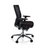 Zwarte High end bureaustoel NOVA PRO ALU met netrugleuning en vijfpoot met wieltjes van hjh OFFICE – 360-gradenweergave (zijaanzicht 80°)