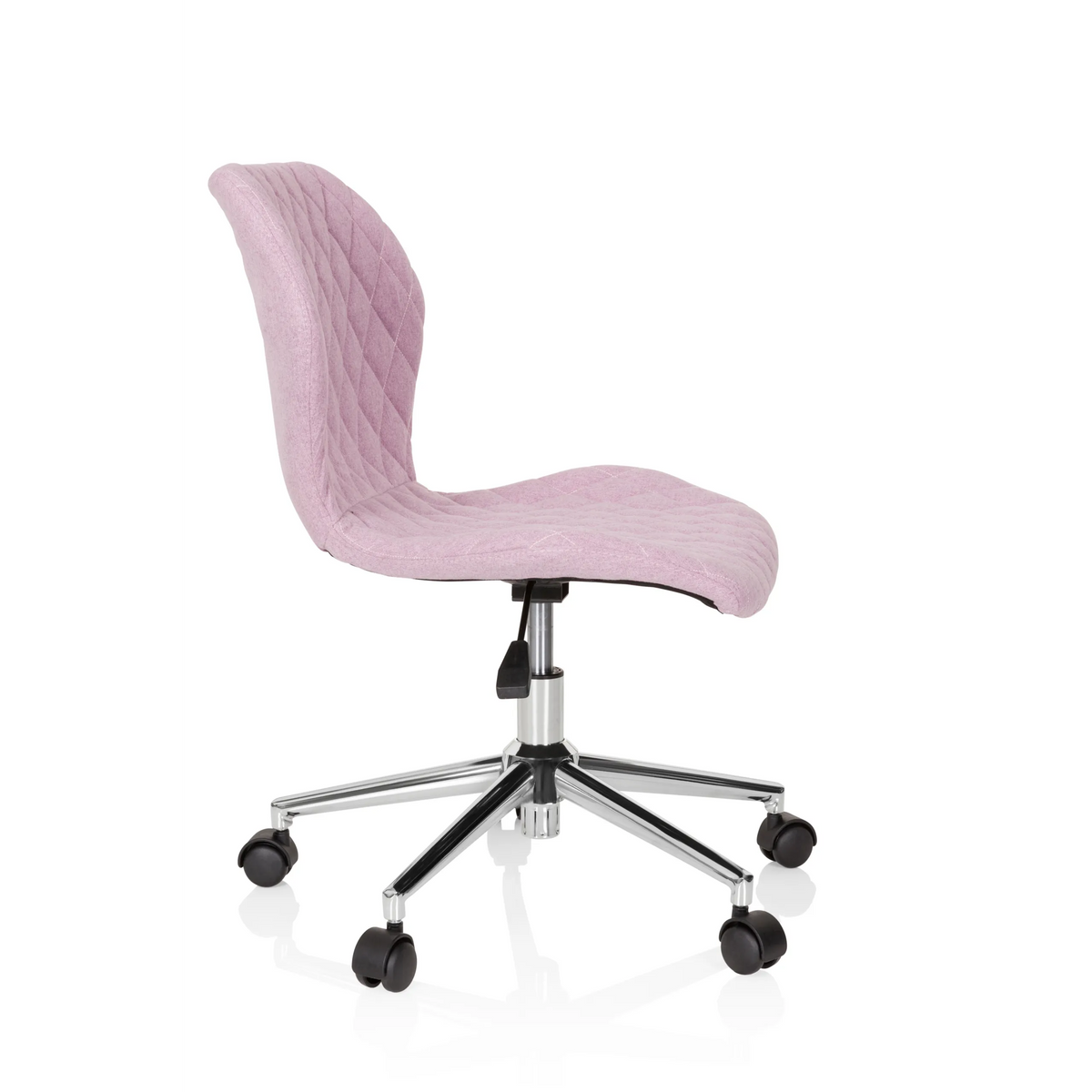 Roze Kinder bureaustoel JOY II met stikseloptiek en vijfpoot onderstel met wieltjes van hjh OFFICE – 360-gradenweergave (zijaanzicht 80°)