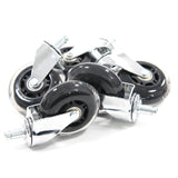 Vijf zilveren 5x ROLO SKATE CT 11mm/75mm bureaustoelwielen voor harde vloeren met zwarte loopvlakken van hjh OFFICE