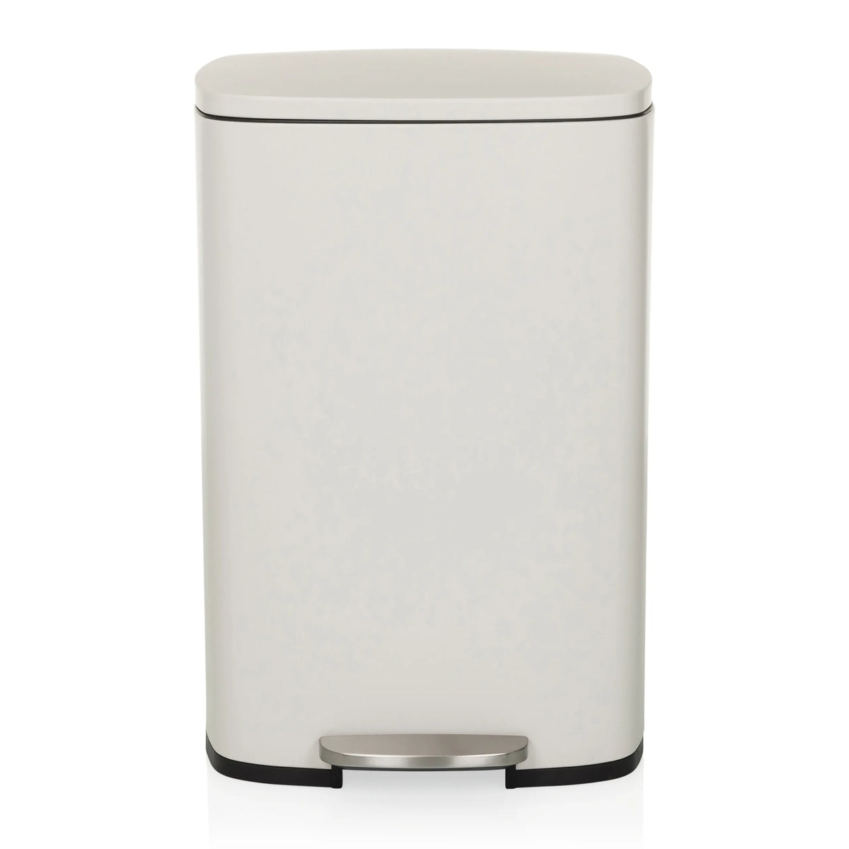 Beige prullenbak CLEAN XV met deksel en voetpedaal van hjh OFFICE – 360-gradenweergave (vooraanzicht 0°)