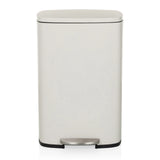 Beige prullenbak CLEAN XV met deksel en voetpedaal van hjh OFFICE – 360-gradenweergave (vooraanzicht 0°)