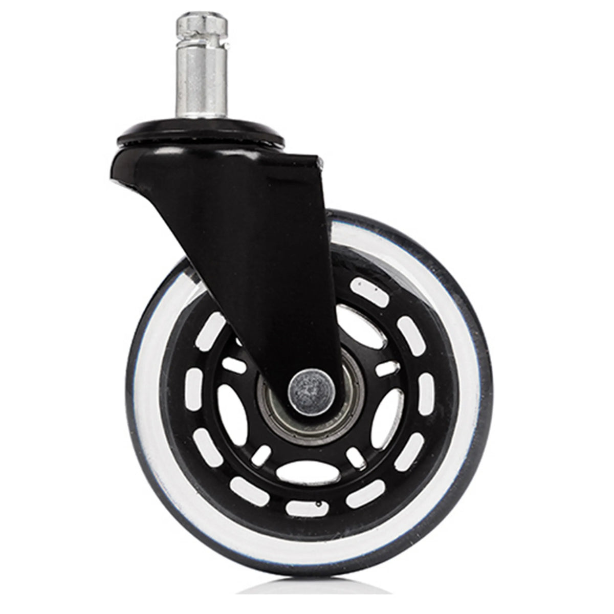 Schwarz-transparente Stuhlrolle 5x ROLO SKATE ST 11mm/75mm für Hartböden mit Metallstift von hjh OFFICE