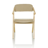 Beige klapstoel SCANDIO met armleuningen en houten frame van hjh OFFICE – 360-gradenweergave (vooraanzicht 0°)