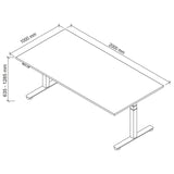 Technische tekening van het bureau XDSM 2E G met 2000 x 1000 mm van hjh OFFICE PRO