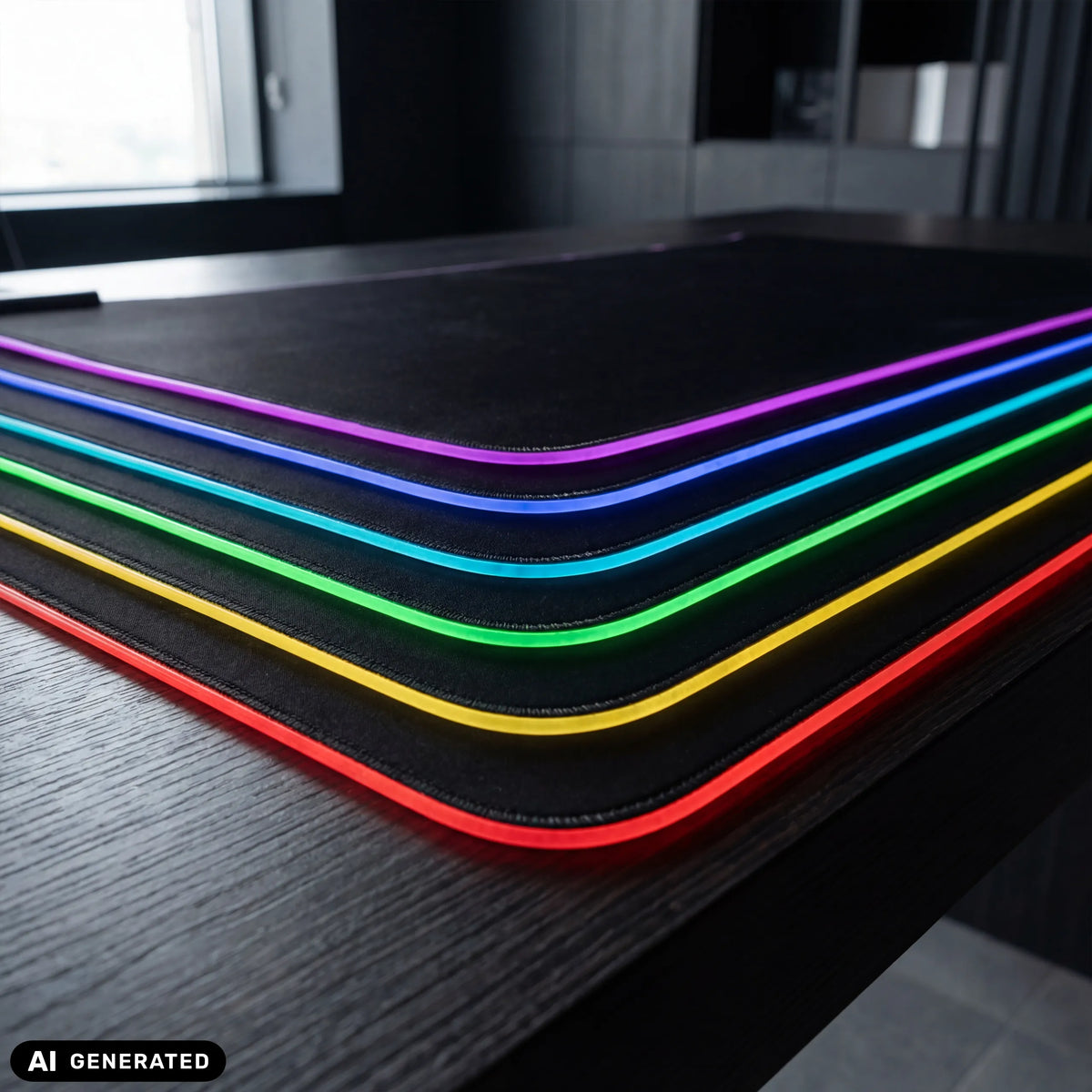 Meerkleurige RGB-verlichting van de Padflux Game bureau-onderlegger van hjh OFFICE (AI-gegenereerde afbeelding)