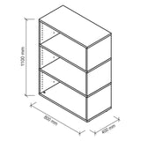 Technische tekening van het rek FlexWall met 1100 x 800 mm van hjh OFFICE PRO