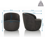 Maataanzicht van de Lounge stoel BRAMWICH met een breedte van 65 cm en een hoogte van 70 cm van hjh LIVING
