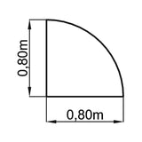 Technische tekening van de hoekbeugel HE90 / HE91 van 0,80 x 0,80 m van hjh OFFICE PRO