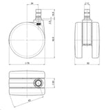 Technische tekening van de Bureaustoelwielen 5x ROLO No-Noise 11mm/75mm met een diameter van 75 mm van hjh OFFICE