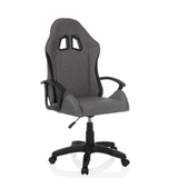 Grijze Gamestoel GAMEBREAKER W01 met twee uitsparingen voor de hoofdsteun en vijfpoot met zwenkwielen van MyBuero – 360-gradenweergave (schuin vooraanzicht 30°)