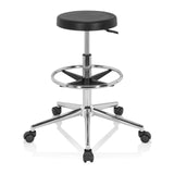 Zwarte Draaikruk TOP WORK 14 I met voetring en vijfpoot met zwenkwielen van hjh OFFICE – 360-gradenweergave (vooraanzicht 0°)