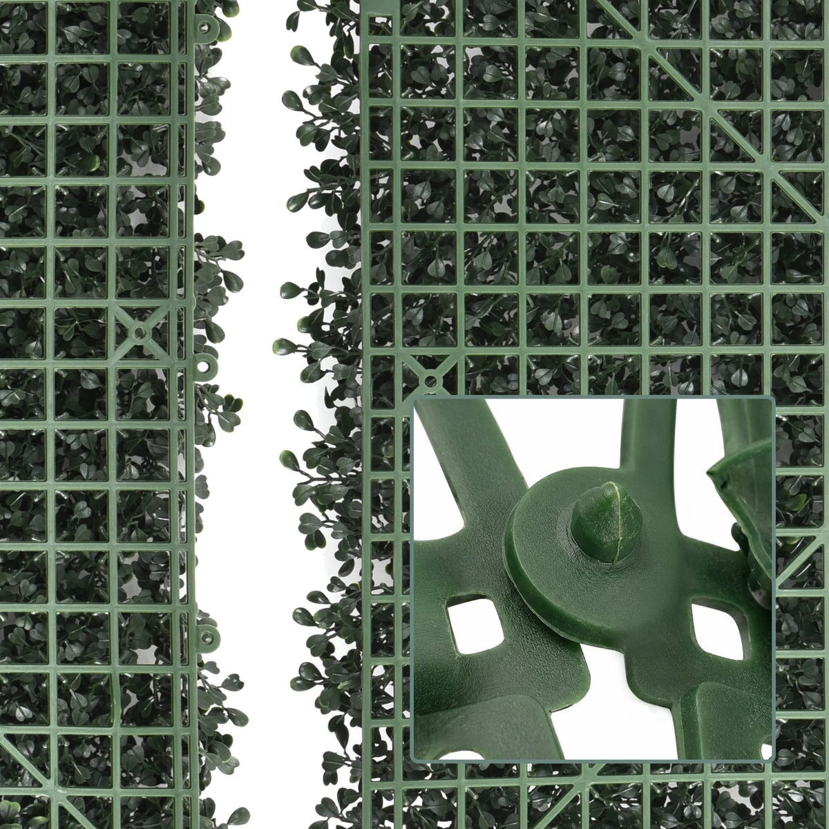 Verbindingselement van de groene LEAFLUXE 1 plantmatten voor eenvoudige montage van de rastelelementen van hjh LIVING