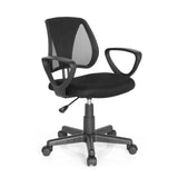 Zwarte Kinder bureaustoel KIDDY CD met netrugleuning en vijfpoot met rolletjes van hjh OFFICE – 360-gradenweergave (schuin vooraanzicht 40°)