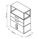 Technische Zeichnung des Rollcontainers FlexWall mit 800 × 417 mm von hjh OFFICE PRO