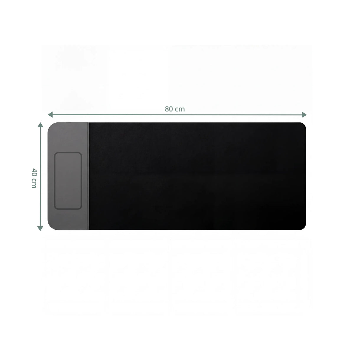 Maattekening van de Bureau Onderlegger Padflux Power met 80 × 40 cm van hjh OFFICE