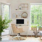 Beige Thuisgebruik bureaustoel SOLAO LIFE W met wieltjes en wit frame van hjh LIVING