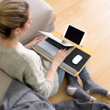 Graue Laptopunterlage COMFILAP mit integrierter Mausfläche und Tablet-Halterung von hjh OFFICE