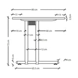 Maattekening van het bureau NANO 16 S uit de NANO-serie met een hoogte van 72 cm van hjh OFFICE PRO