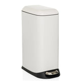 Witte prullenbak CLEAN SLIM met voetpedaal en afgerond deksel van hjh OFFICE – 360-gradenweergave (schuin vooraanzicht 30°)