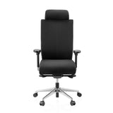 Zwarte Professionele bureaustoel PRO-TEC XXL met stoffen bekleding, hoofdsteun en vijfpoot met wieltjes van hjh OFFICE – 360-gradenweergave (vooraanzicht 0°)