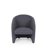 Donkergrijze Gestoffeerde fauteuil SAN JUAN met afgeronde rugleuning en armleuningen van hjh OFFICE – 360-gradenweergave (vooraanzicht 0°)