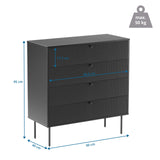 Maattekening van de Commode KARBY K met 90 × 95 cm en een draagvermogen van 50 kg van hjh LIVING