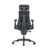 Achterzijde van de donkergrijze High end bureaustoel LiberNovo Omni Pro met hoofdsteun van Libernovo