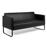 Zwarte lounge bank ARUBA BLACK met ruitstiksel en metalen frame van hjh OFFICE – 360-gradenweergave (achteraanzicht 180°)
