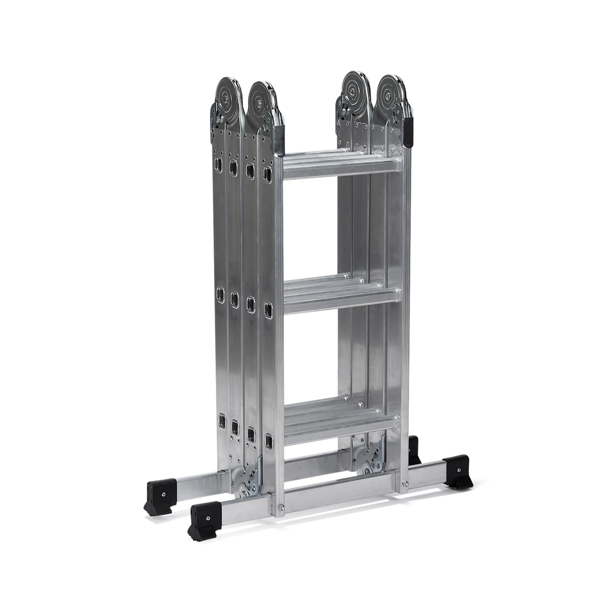 Zilverkleurige aluminium Klaptrap SOLID W3 met twaalf treden van hjh OFFICE – 360-gradenweergave (vooraanzicht 0°)
