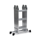 Zilverkleurige aluminium Klaptrap SOLID W3 met twaalf treden van hjh OFFICE – 360-gradenweergave (vooraanzicht 0°)