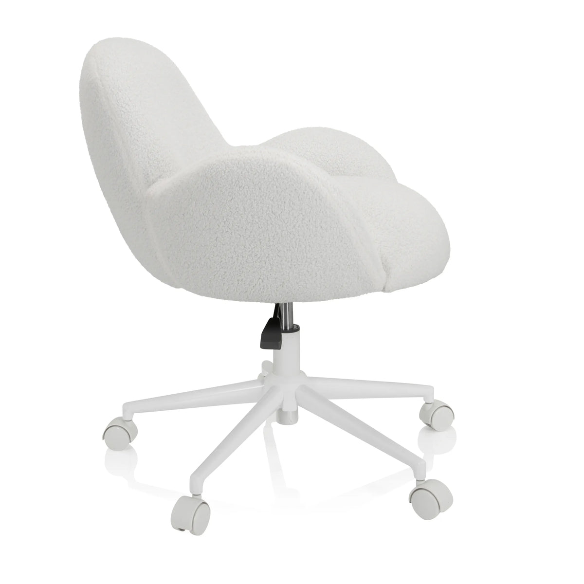 Witte Kinder bureaustoel KID TEDDY I met gestructureerde bekleding en vijfpotig onderstel met zwenkwielen van hjh OFFICE – 360-gradenweergave (zijaanzicht 80°)