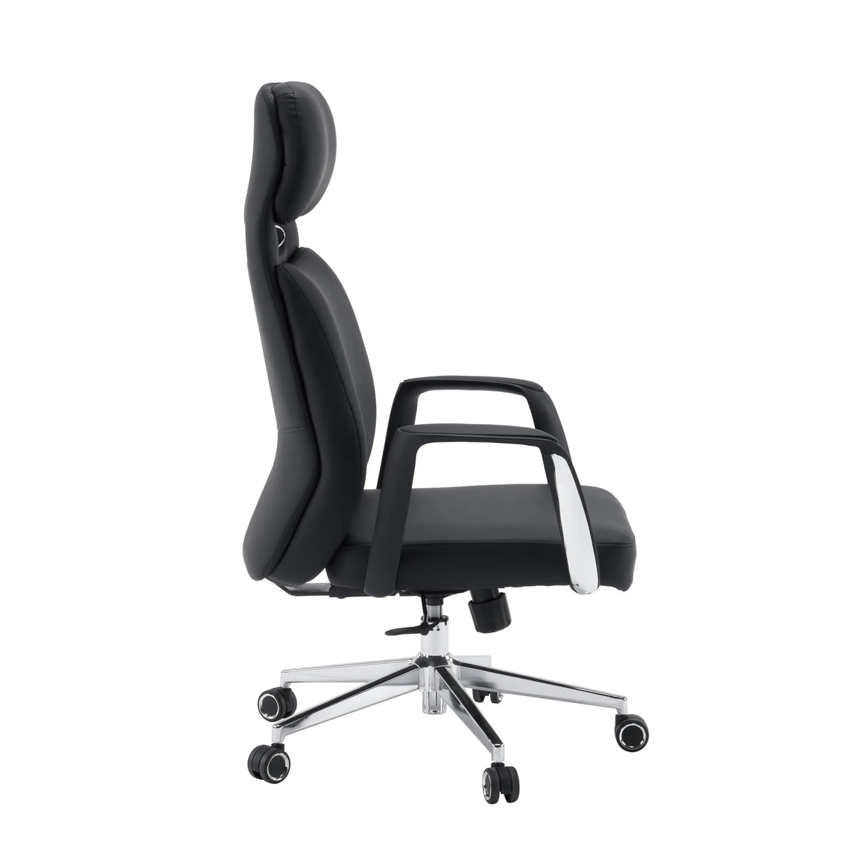 Professionele directiestoel VELVET ECO in zwart met chromen kruisvoet en tapijtwielen van hjh OFFICE