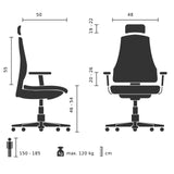 Technische tekening van de Thuisgebruik bureaustoel VENDO W met een breedte van 48 cm van hjh OFFICE
