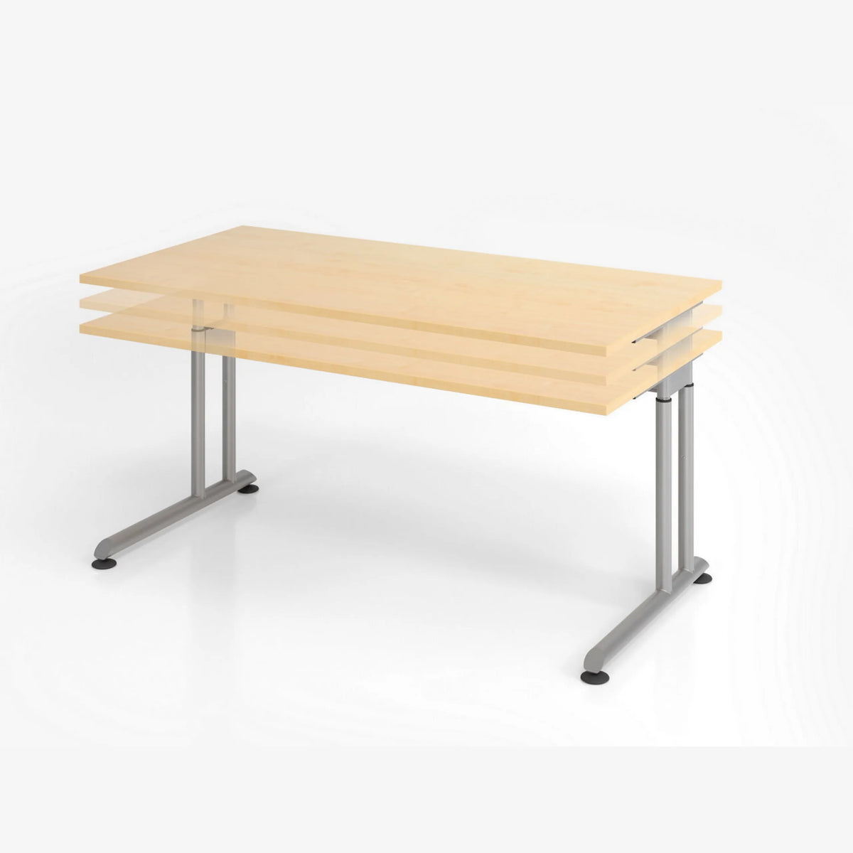Höhenverstellbarer Schreibtisch ZENO 19 G in Ahorn mit silbernem Gestell von hjh OFFICE PRO
