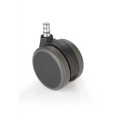 Zwarte Bureaustoelwielen 5x ROLO No-Noise 11mm/75mm voor harde vloeren met zilverkleurige metalen pen van hjh OFFICE – 360-gradenweergave (achteraanzicht 180°)
