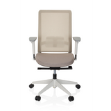 Beige professionele bureaustoel PURE WHITE met netrugleuning en vijfpoot met zwenkwielen van hjh OFFICE – 360-gradenweergave (vooraanzicht 0°)