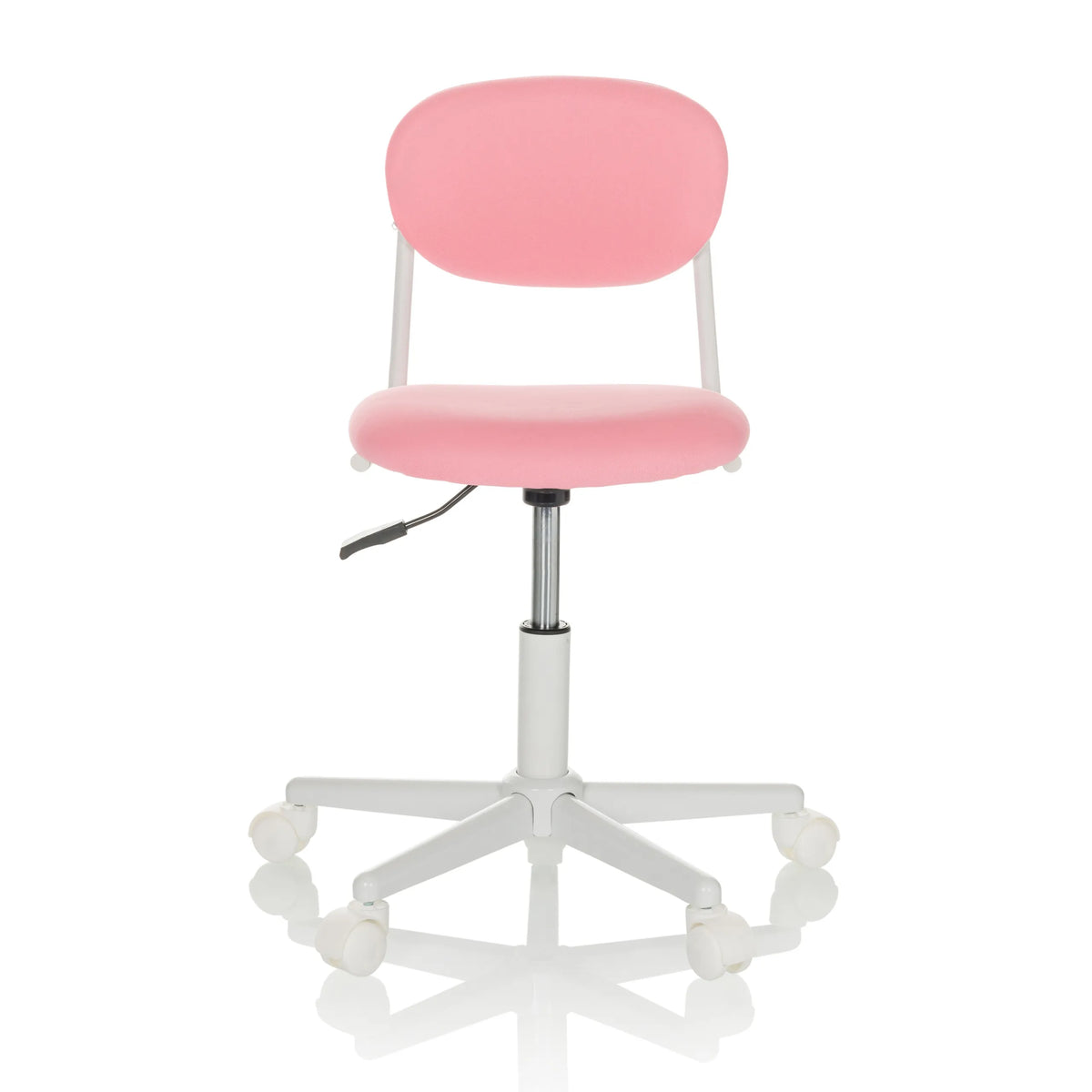 Roze Kinder bureaustoel KIDDY BASE I met voetkruis en vijf zwenkwielen van hjh OFFICE – 360-gradenweergave (vooraanzicht 0°)