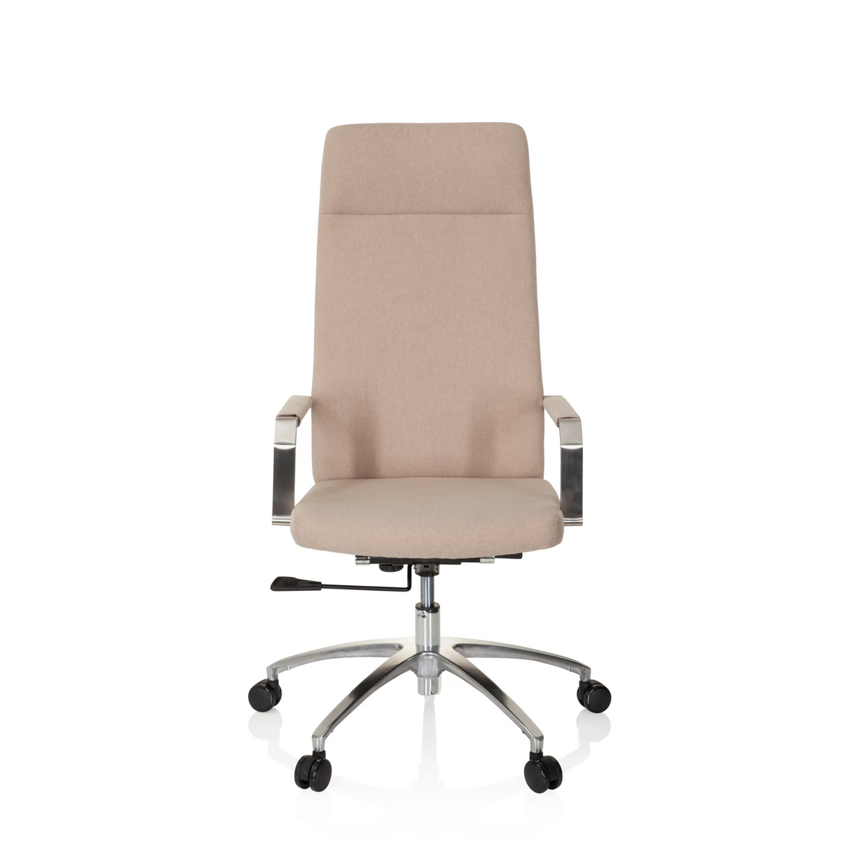 Beige Thuisgebruik bureaustoel SARANTO PLUS I met armleuningen en vijfpoot met zwenkwielen van hjh OFFICE – 360-gradenweergave (vooraanzicht 0°)