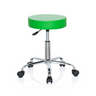 Grüner Drehhocker OPERATOR II mit glänzendem Metallgestell und fünf Rollen von hjh OFFICE
