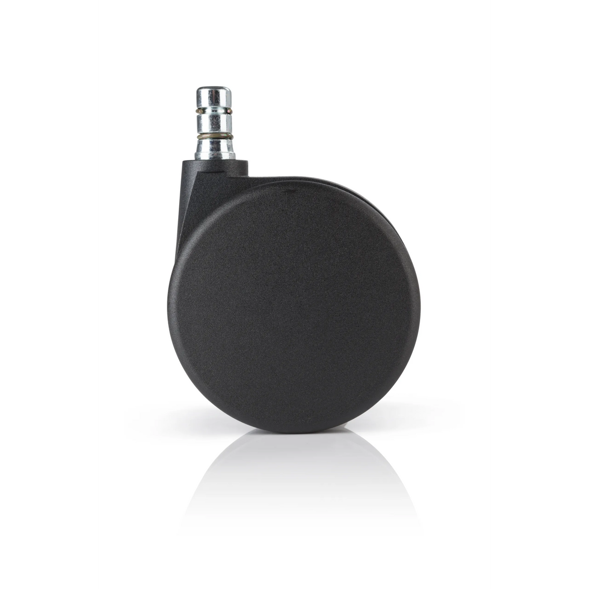 Zwarte Bureaustoelwielen 5x ROLO No-Noise 11mm/75mm voor tapijtvloeren met metalen pen van hjh OFFICE – 360-gradenweergave (achteraanzicht 180°)