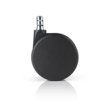 Zwarte Bureaustoelwielen 5x ROLO No-Noise 11mm/75mm voor tapijtvloeren met metalen pen van hjh OFFICE – 360-gradenweergave (achteraanzicht 180°)