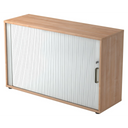 Rollladenschrank BETA R 1732S in Buche-Optik mit weißem Rollladen und Chromgriff von hjh OFFICE PRO