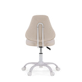 Achterzijde van de Lumikid kinder bureaustoel in beige met wit onderstel en zwenkwielen van hjh OFFICE (AI-gegenereerde afbeelding)