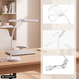 Witte Lumanova D6 bureaulamp met flexibele hals en netsnoer van hjh OFFICE (AI-gegenereerde afbeelding)