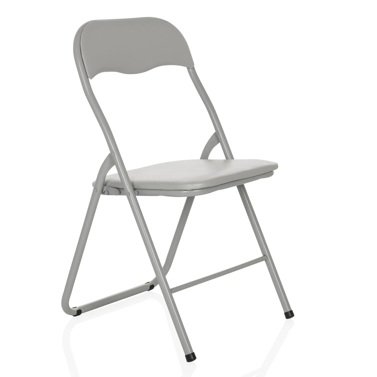Grijze klapstoel TUDELA BASIC met gevoerde zitting en rugleuning van hjh OFFICE – 360-gradenweergave (schuin vooraanzicht 45°)