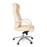 Beige bureaustoel XXL G 600 met armleuningen en vijfpoot met zwenkwielen van hjh OFFICE – 360-gradenweergave (zijaanzicht 80°)