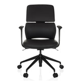 Zwarte Professionele bureaustoel ATMOS DESIGNER met armleuningen en vijfpoot met wieltjes van hjh OFFICE – 360-gradenweergave (vooraanzicht 0°)